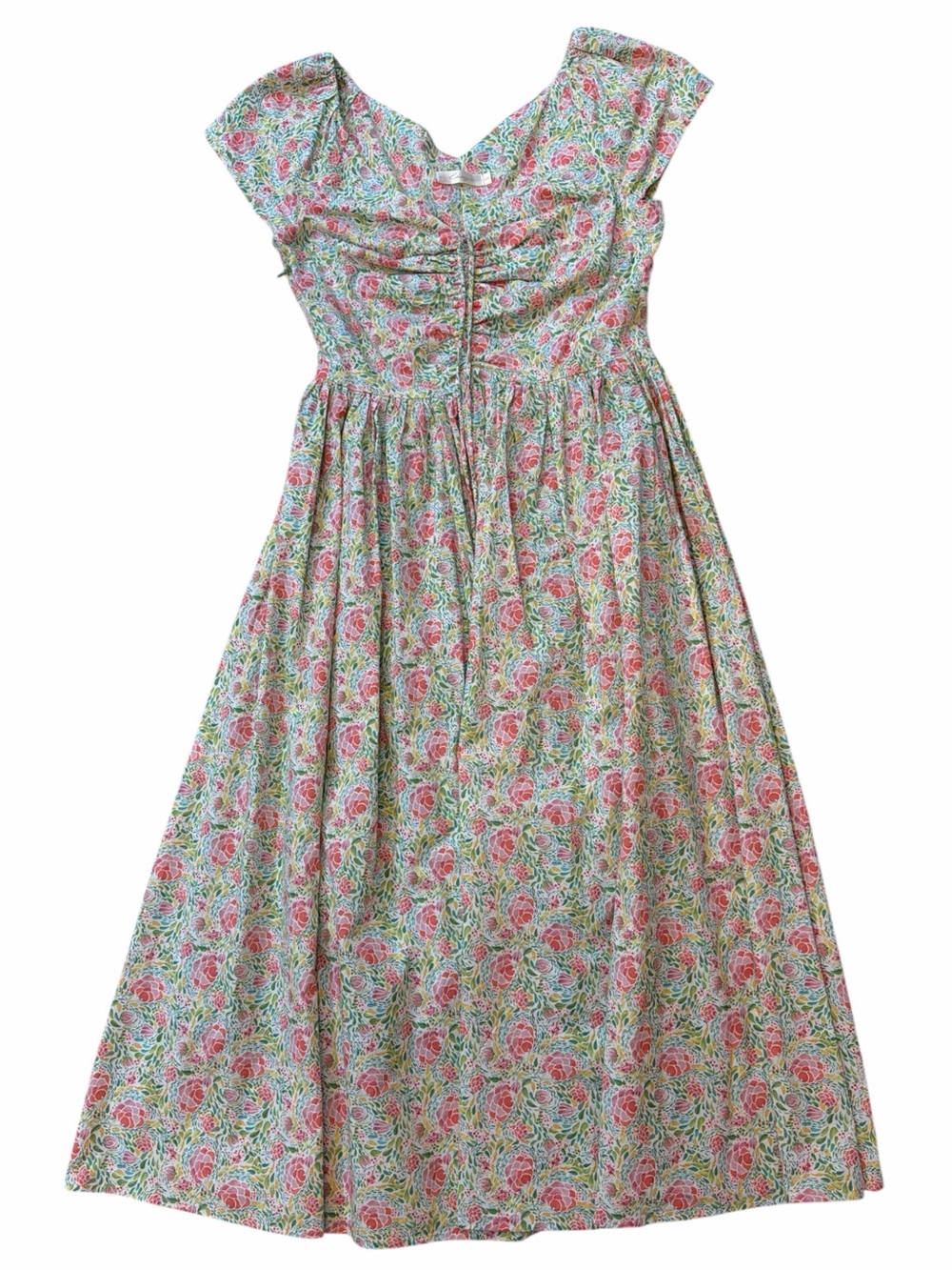 Ching’s Floral Midi Dress in Pink & Green